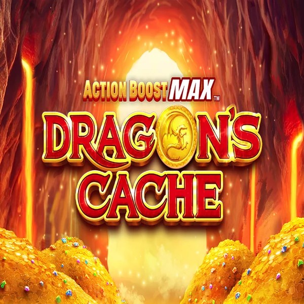 Official Slots logo: Action Boost Max Dragon's Cache by SpinPlay Games at Nyxbets Casino